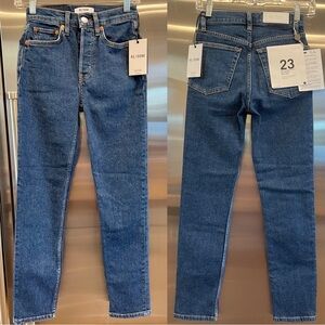 NWT Redone 90s High Rise Ankle Crop in Western ( dark wash ) Rinse Re/Done Denim